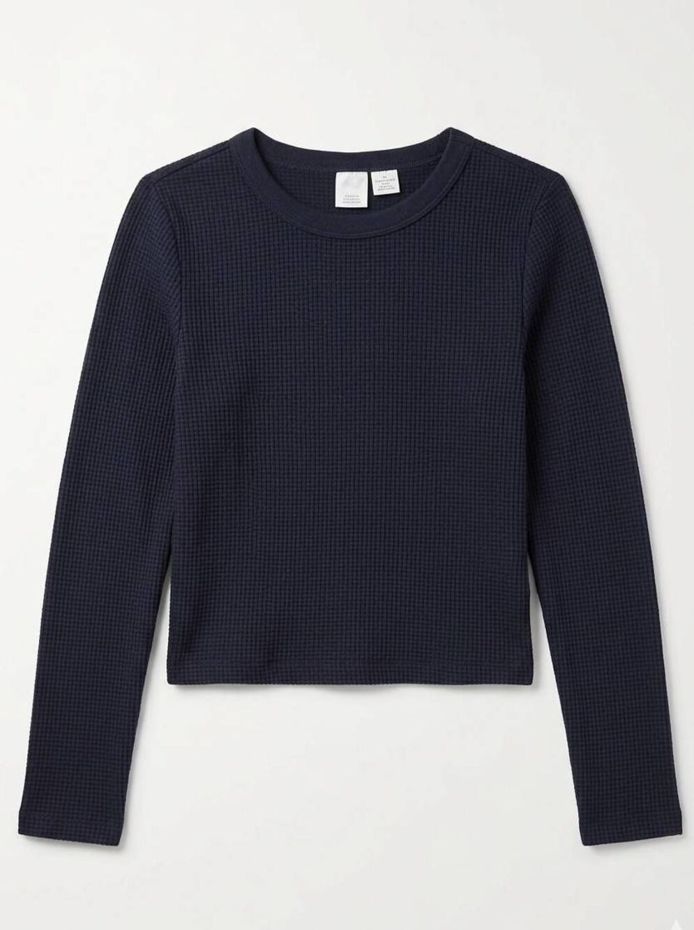 🔺️NWT Black Waffle Knit Stretch Cropped Long Sleeve Top Small